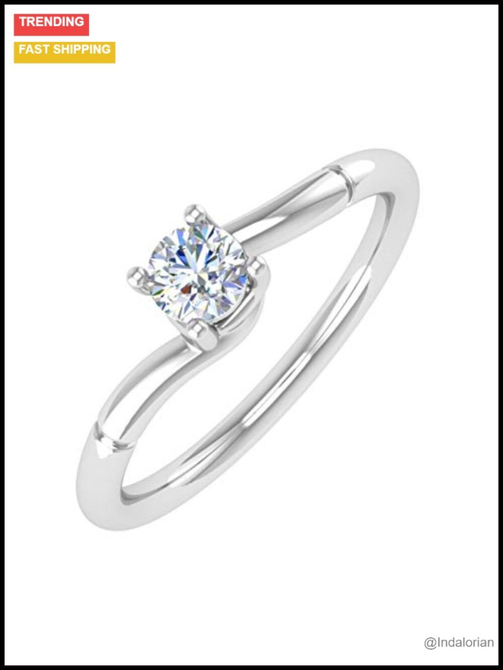 1/4 Carat Diamond Solitaire Engagement Ring Band in 10K Gold